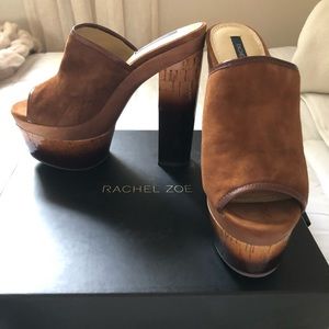 Rachel Zoe Eddie Clog Heels Tan Suede 7.5 New Never Worn